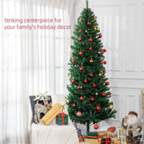 HOMCOM 8' Tall Unlit Slim Fir Artificial Christmas Tree with Realistic Branches, and 1168 Tips, Green HOMCOM