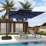 EAST OAK and Flame&Shade Patio Umbrella, 10ft Square Outdoor Umbrella, Large Offset Cantilever Umbrella with 360° Rotation, Heavy Duty Windproof and UV Resistant Double Top Umbrella for Pool and Deck, Night Blue EAST OAK
