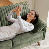 ONBRILL 64.5" Loveseat Sofa, Chenille Loveseat Couch for Living Room, 23.2" Deep Seat Love Seat with Padded Arms, Comfy Modern Small Couches for Bedroom, Small Spaces, Dorms, Office, Green ONBRILL