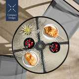 Best Choice Products 3-Piece Patio Bistro Dining Furniture Set w/Glass Tabletop, 2 Folding Chairs, Steel Frame, Polyester Fabric - Gray Best Choice Products