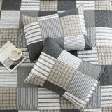 Boryard 3-Piece Queen Quilt Set, Lightweight Soft Full Size Quilt Gray Patchwork Farmhouse Bedspread Coverlet 90x90 inches Spring Bedding Set with 2 Pillow Shams, Grey Plaid Print Boryard