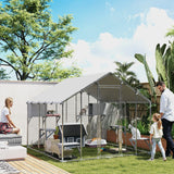 PawHut Catio Outdoor Cat Enclosure, 94.5" Extra Large Walk-in Cat House with Waterproof Cover, 2 Resting Boxes, 7 Jumping Platforms, Chicken Run Coop, Rabbit Hutch, Feral Cat Shelter for Multiple Cats PawHut