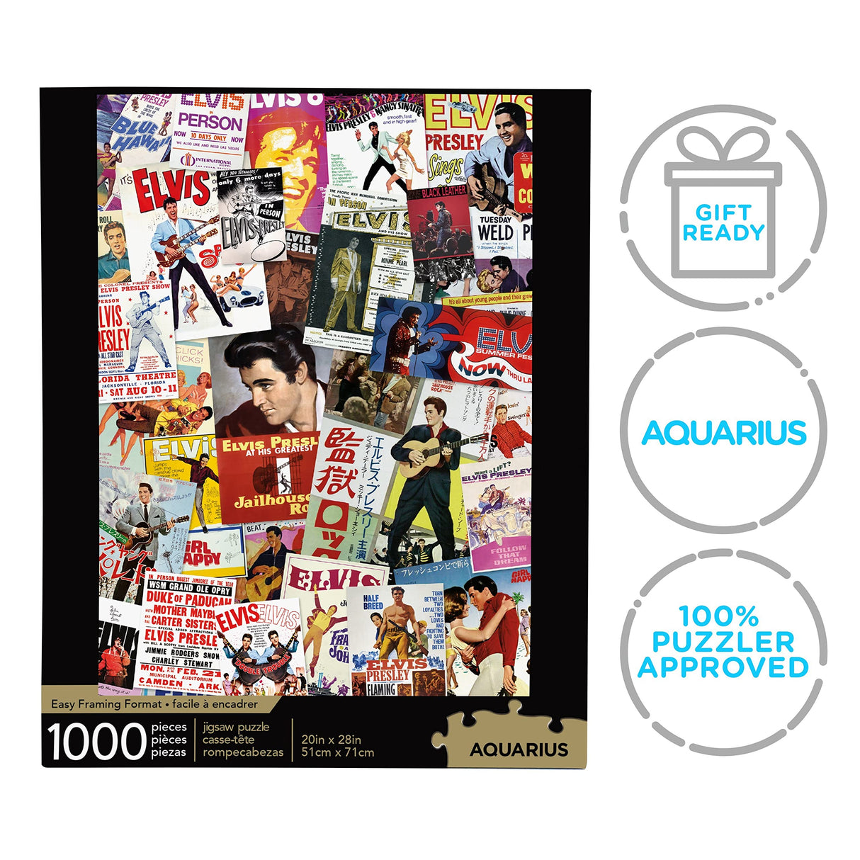 AQUARIUS Elvis Movie Poster Collage Puzzle (1000 Piece Jigsaw Puzzle) - Officially Licensed Elvis Merchandise & Collectibles - Glare Free - Precision Fit - 20 x 28 Inches AQUARIUS