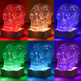 3D Skull Crystal Puzzle, Skull Assembly Brain Teaser with Light-Up Wood Base for Halloween Decorations Outdoor, Plastic Skull DIY Puzzle Blocks 3D Model Toy, Gift for Adults, Kid 14+, 49pcs (Grey) Generic
