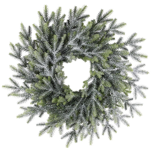 Snow Flocked Christmas Wreath Decorations, 26" Snowy Norfolk Pine Wreath, Realistic Christmas Door White Cedar Wreaths for Indoor Outdoor Holiday Decor, Artificial Real Touch Green Wreath Greenery