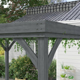 Outsunny 10' x 12' Outdoor Pergola, Wood Gazebo Grape with Concrete Anchors for Climbing Plant Support at Garden, Patio, Backyard, Deck, Gray Outsunny