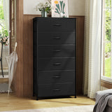 Crestlive Products Dresser for Bedroom with 6 Drawers, Tall Chest of Drawers, Black Dressers Bedroom Furniture, Storage Organizer Unit with Bins for Closet, Hallway, Living Room, Entryway Crestlive Products