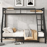 Twin XL Over Queen Bunk Beds for Adults and Teens, Heavy-Duty Metal Bunk Bed Frame with Ladder and Slats Support for Boys Girls,Space-Saving Design,Noise Reduced,Black MoproBeti
