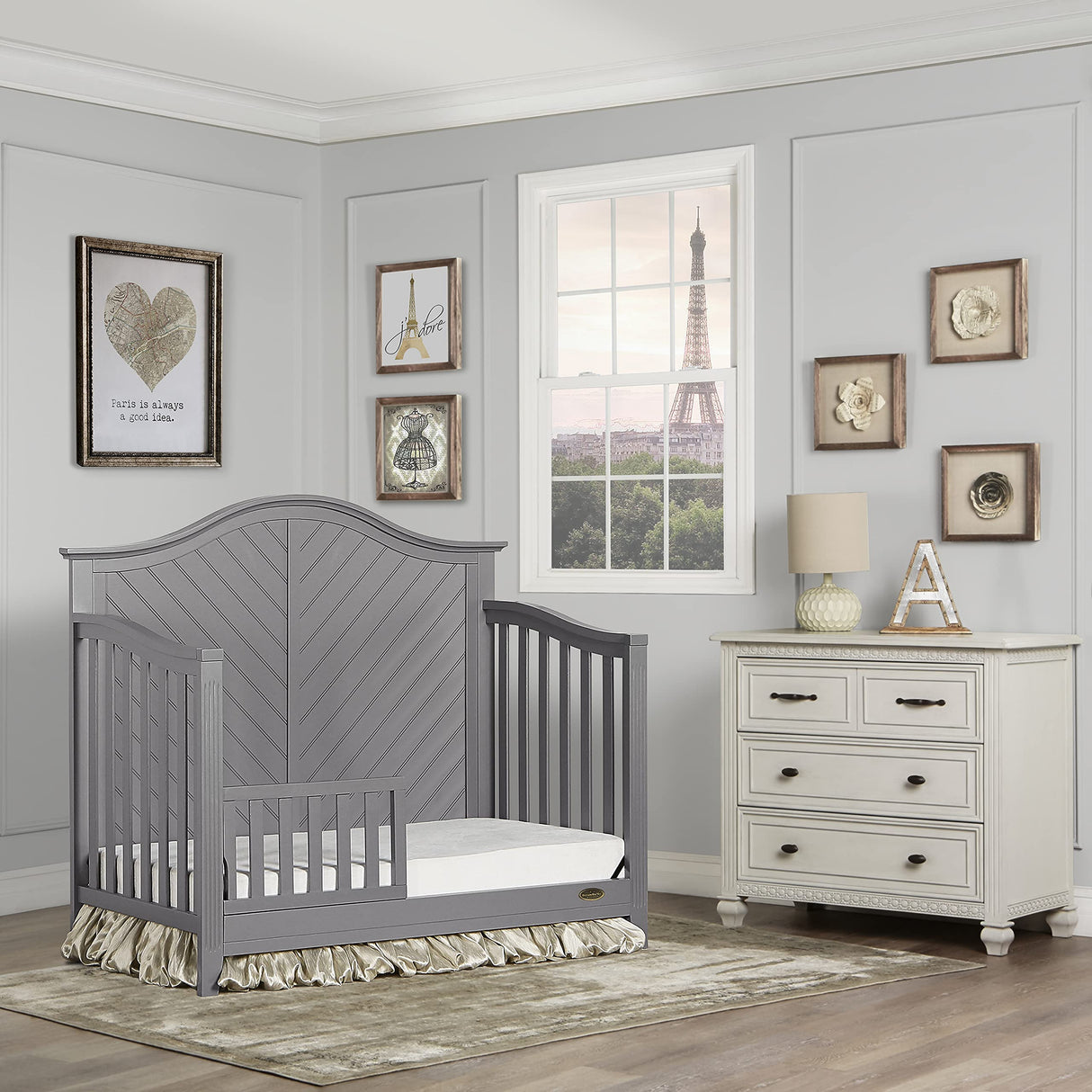 Dream On Me Ella 5-in-1 Full Size Convertible Crib in Storm Grey, Greenguard Gold Certified Dream On Me