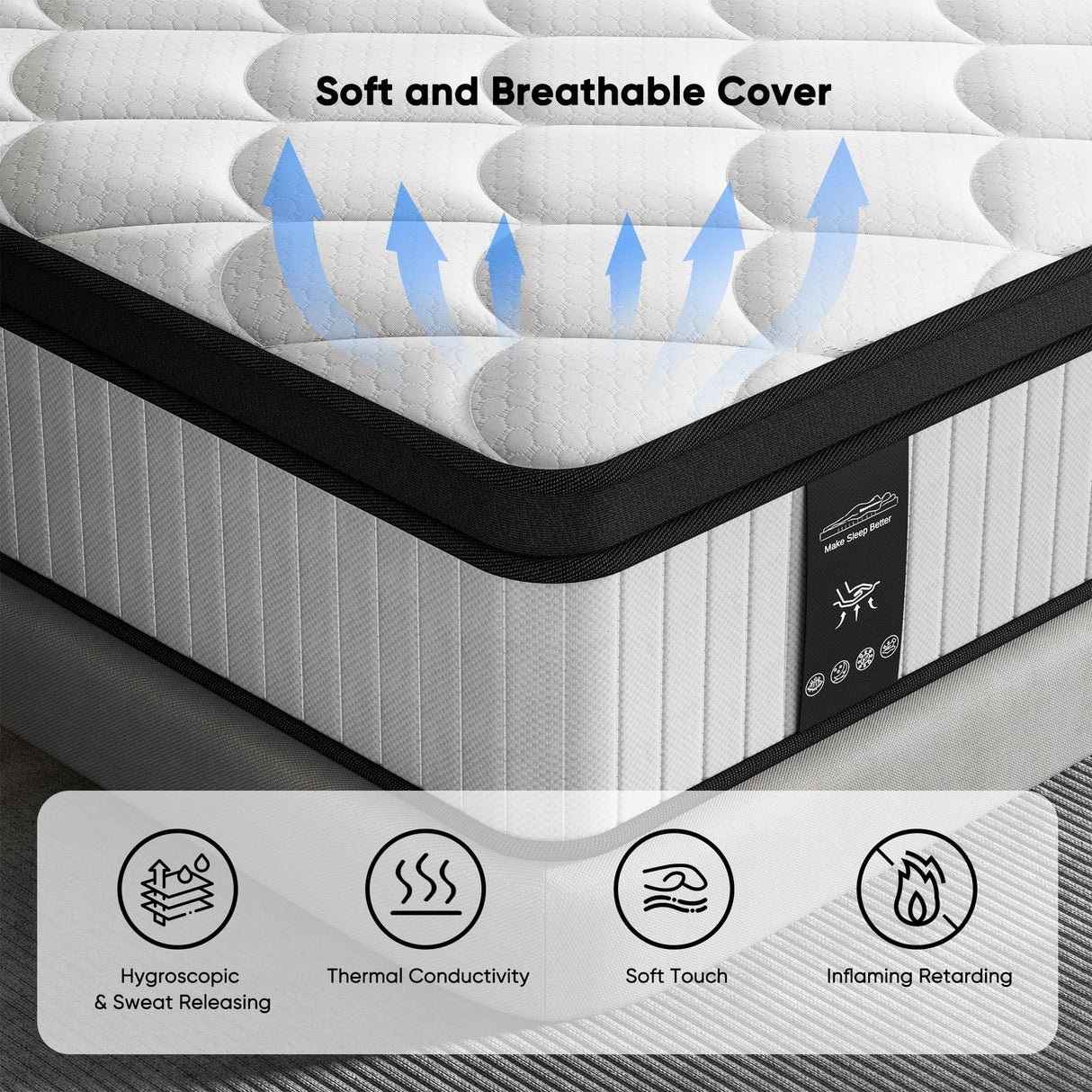 12 Inch Mattress Queen Size - 2025 Upgraded Hybrid Cooling Gel Memory Foam & Pocket Coils, Medium Firm Mattress in a Box for Back Neck Pain Relief, Motion Isolation, Edge Support, Breathable, White VIPNOW