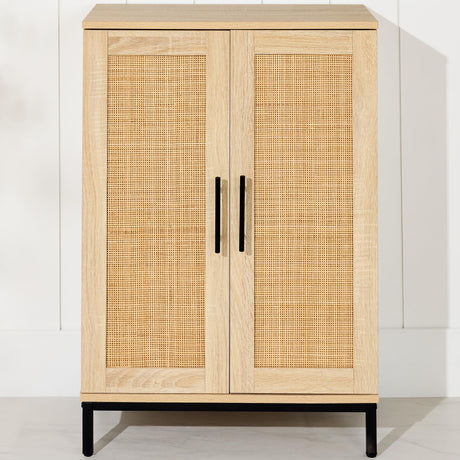 Best Choice Products 2-Door Natural Rattan 34 x 24in Multiuse Storage Cabinet for Bathroom, Living, Dining Room, Entryway w/Adjustable Shelves Best Choice Products