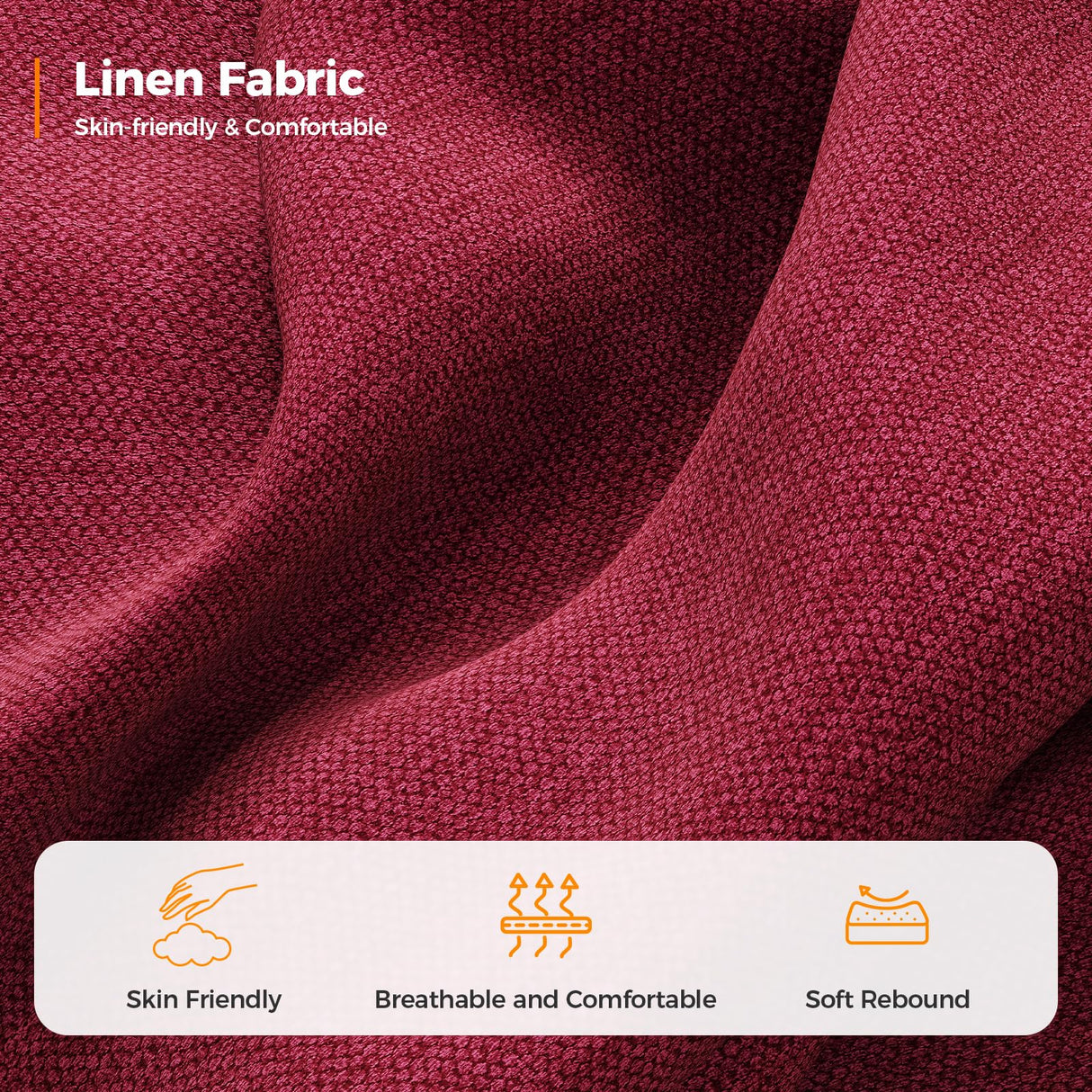 Fadware 91” Sofa Couch, Deep Seat Sofa with Lawson Style Armrests, Modern 3 Seater Sofa with Upholstered Cushion& Backrests, Mid-Century Comfy Couch for Living Room, Apartment, Red Fadware