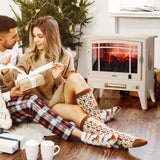 TURBRO Suburbs 25" WiFi Electric Fireplace Infrared Heater with Crackling Sound, Freestanding Fireplace Stove with Adjustable Flame Effects, Overheating Protection, Timer, Remote Control 1400W, Ivory TURBRO