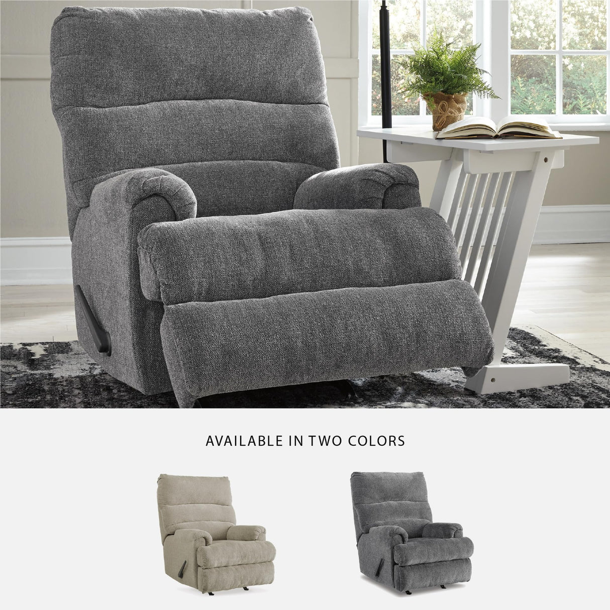 Signature Design by Ashley Man Fort Traditional Rocker Recliner, Dark Gray Signature Design by Ashley