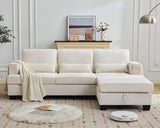 Siiejia 88" Sectional Couches for Living Room, Comfy L Shaped Sofa Couch with Storage Ottoman & Pocket, Modern 3 Seater Boucle Couch with Lumbar Pillows for Apartment, Office, Easy Assembly, Beige Siiejia