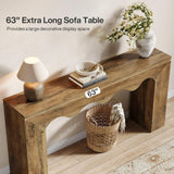 Tribesigns 63" Farmhouse Console Table, Wooden Couch Table Behind Sofa with Storage, Long Entryway Sofa Station, Narrow Console Stand with Base, Hallway Stand for Entryway, Living Room Tribesigns