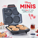 DASH Multi Mini Waffle Maker - Four 4” Waffle Molds, Nonstick Waffle Iron with Quick Heat-Up, Nonstick Surface - Perfect Mini Waffle Maker for Kids and Families, Just Add Batter DASH