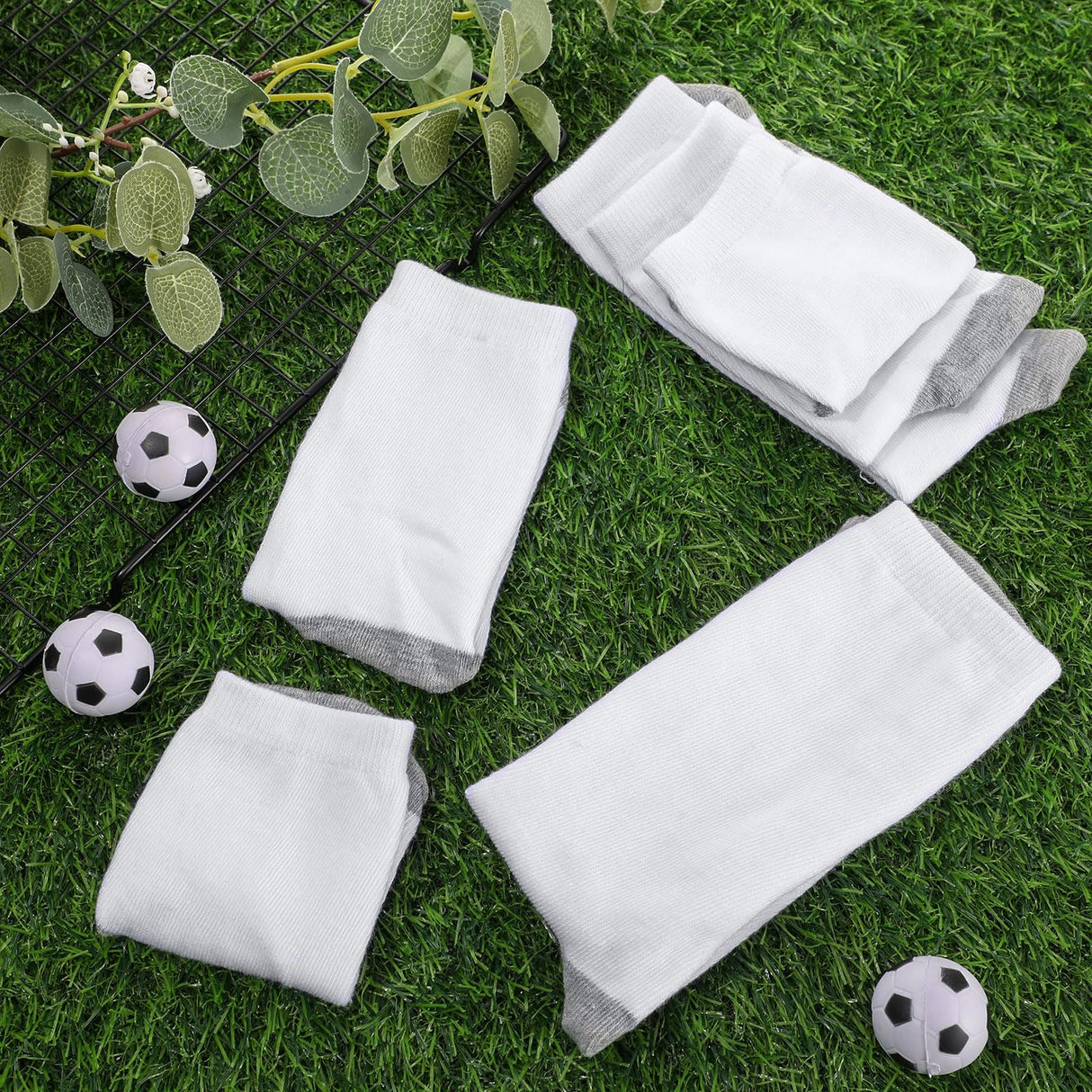 Toulite 15 Pairs White Sublimation Socks Blanks Polyester Socks Heat Transfer Socks 2 Pcs Metal Sublimation Sock Jig, 3 Sizes(Gray Sole) Toulite