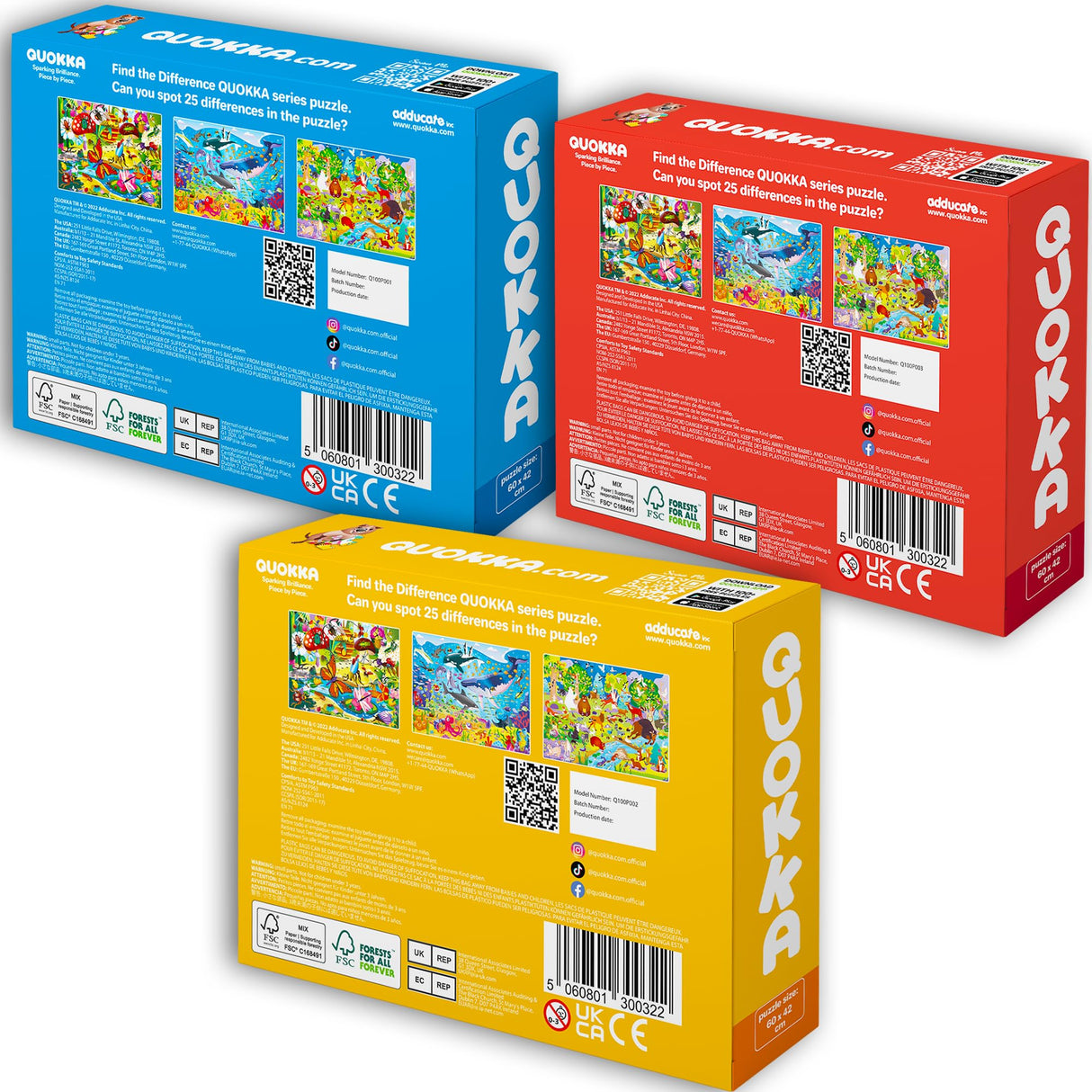 QUOKKA 100 Piece Puzzles for Kids Ages 4-6 – 3 Floor Kids Puzzles Ages 6-8 Year Old – Toy for Learning Ocean & Forest Animals for 8-10 yo – Jigsaw Toddler Game for Boy and Girl Ages 3-5 QUOKKA