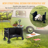 MAIZOA Collapsible Wagon with Large Capacity, 330lbs Heavy Duty Beach Wagon Outdoor Utility Cart with Dual Side Zipper, Utility Grocery Wagon for Camping Shopping Sports MAIZOA