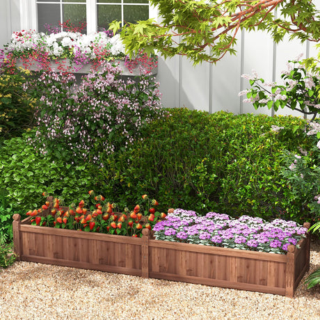 Giantex Wood Raised Garden Bed, Planting Bed with Corner Drainage, Non-Woven Liner for Growing Vegetables, Flowers, Herbs, Fruits, 91”x24”x16” Divisible Planter Box for Backyard, Garden, Lawn Giantex