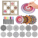 Mandala Designs Suncatcher Window Art Kit, 12 Pcs DIY Window Clings with MarkersYour Own Stained Glass Mandala Art Kit for for Home Decorations Perfect Hobby for Women, Elderly Gorofit