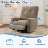 Garvee Nursery Recliner Chair, 360° Swivel Rocking Glider Chair for Adults with Adjustable Backrest & Footrest, Cozy Corduroy Upholstered Armchair for Living Rooms, Bedrooms, Apartments, Light Brown Garvee