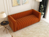 STORFENBOR 81" Orange Velvet Sofa Mid Century Modern Couch for 3 Person Chesterfield Tufted Velvet Couches for Living Room Apartment Bedroom Office STORFENBOR