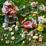 93 Pcs Fairy Garden House Resin Accessories Fairy Elves Kit Miniature Fairy Figurines Ornaments Animals Decor Outdoor for DIY Dollhouse HIYZI