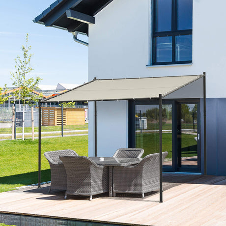 Outsunny 9' x 10' Outdoor Pergola with Canopy, Patio Sun Shade Shelter Grill Gazebo, for Garden, Backyard, Lawn, Poolside, Beige Outsunny