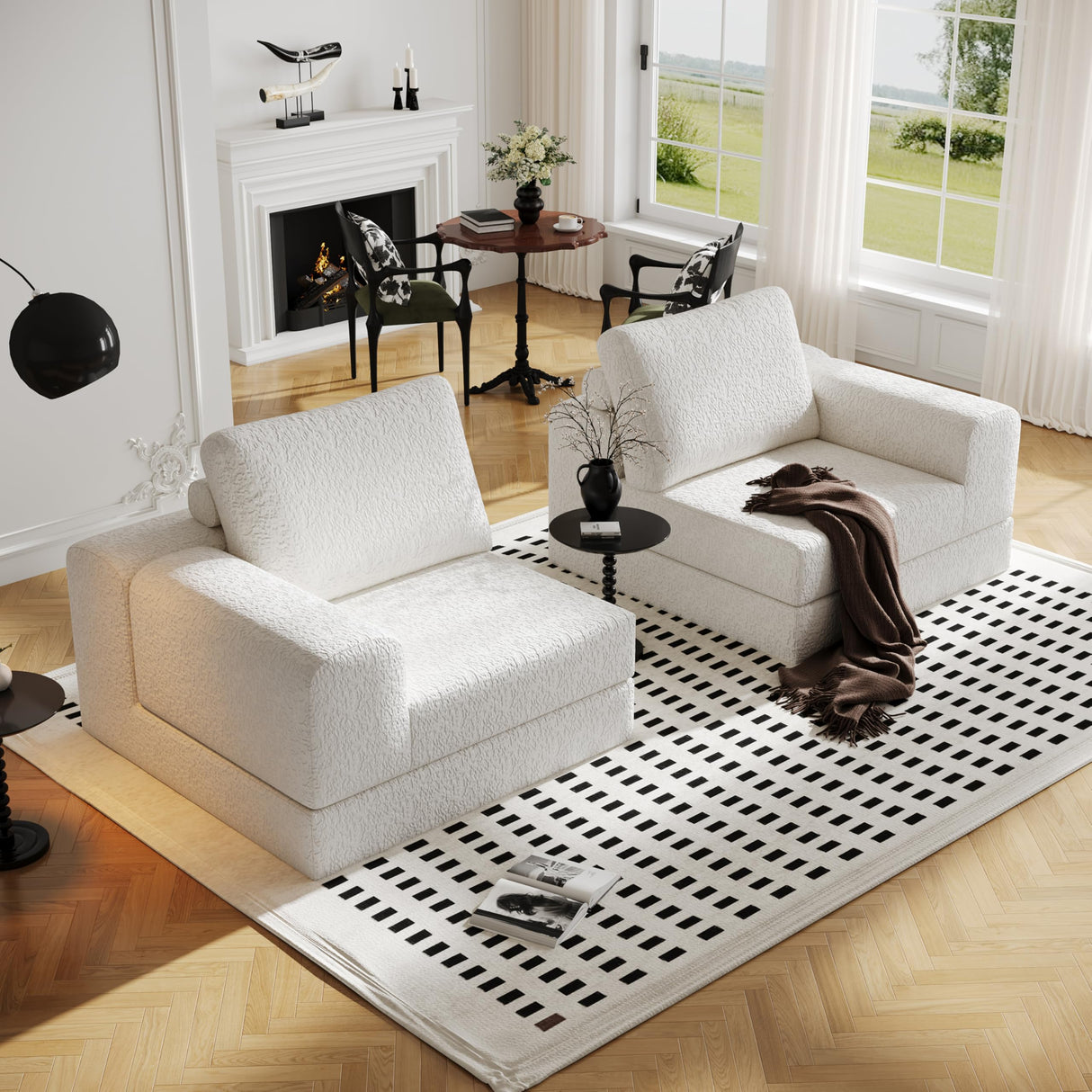 Cloud Modular Sectional Sofa, DIY Combination Modular Couch for Living Room, Unique Knitted Fabric Love Seat Couches with 2 Pillows, 2 Seater Comfy Sectional Couch with No Assembly (Beige) YVDNHP