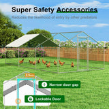 Large Metal Chicken Coop Walk-in Poultry Cage Hen Run House with Waterproof and Anti-Ultraviolet Cover for Backyard Farm Garden, Cage for Rabbits Duck Spire Roof(10’ W x 19.7’ L x 6.4’ H) Rupzen