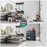 YITAHOME Cloth Dresser with 8 Drawers - Fabric Dresser for Closet, Chester Drawers for Bedroom, Hallway, Closets - Sturdy Steel Frame, Wooden Top & Easy Pull Fabric Bins, Charcoal Black Wood Grain YITAHOME