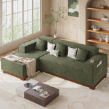 LIKIMIO 110” L-Shaped Sofa with LED Lights, Cloud Boneless Couch with Oversized Chaise, Deep Seat, Built-in Holder & Storage Pocket, Upholstered Couches for Living Room and Apartment, Green LIKIMIO