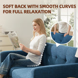 Tbfit 65" W Loveseat Sofa, Mid Century Modern Decor Love Seat Sofas and Couches for Living Room, Button Tufted Upholstered Small Couch for Bedroom, Solid and Easy to Install Love Seats Furniture, Blue Tbfit