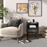 MMEOLUOOK Nightstand with Charging Station, Bedside Tables, End Table Side Table with 2 Tiers Storage Space, for Bedroom, Living Room, Black MLBZ07BE MMEOLUOOK