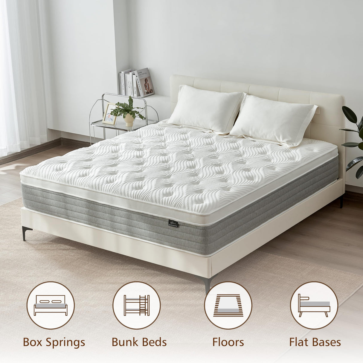 Full Size Mattress, 12 Inch Full Size Mattress for Medium Firm, Individual Pocketed Springs for Pressure Relief & Low Motion Transfer, CertiPUR-US Certified Fynterra