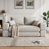 Jocoevol 75'' Queen Folding Convertible Sofa Bed with Large Pillow, 4-in-1 Floor Foldable Futon Sofa Bed, Chenille Boneless Mattress Couch, Floor Sleeper Sofa Chair Bed for Living Room/Bedroom, Beige Jocoevol