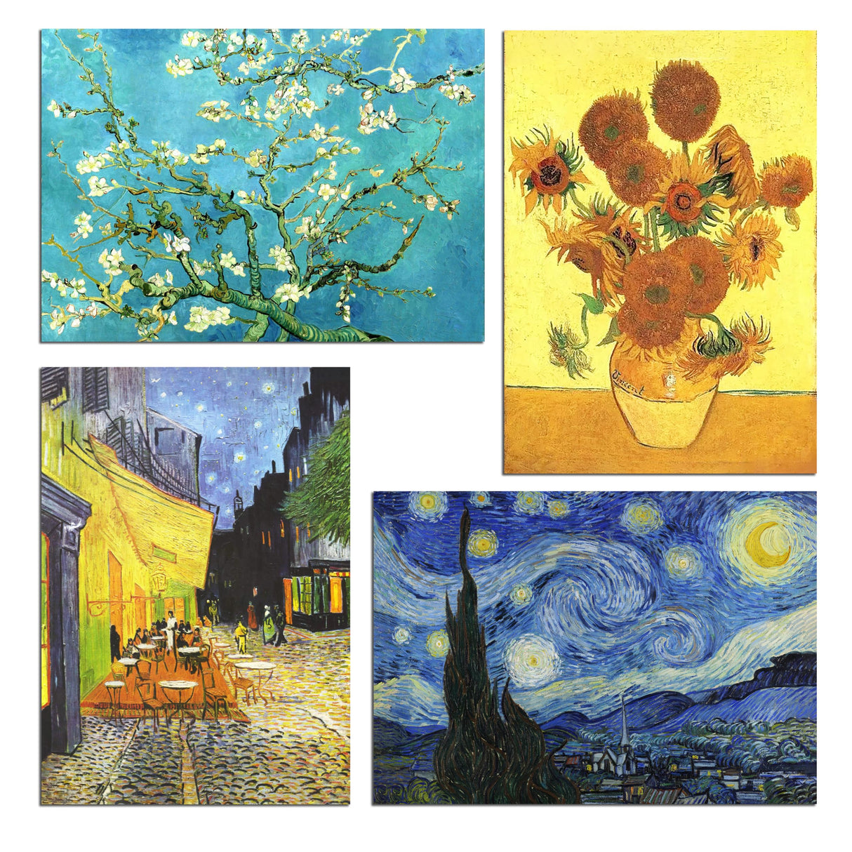 Muzagroo Art Van Gogh Diamond Painting Kits for Adults, DIY 5D Diamond Art Kits for Beginners, Starry Night Arts and Sunflower Crafts Diamond Art for Living Room, Kids Room 4 PCS Wall Art Muzagroo Art