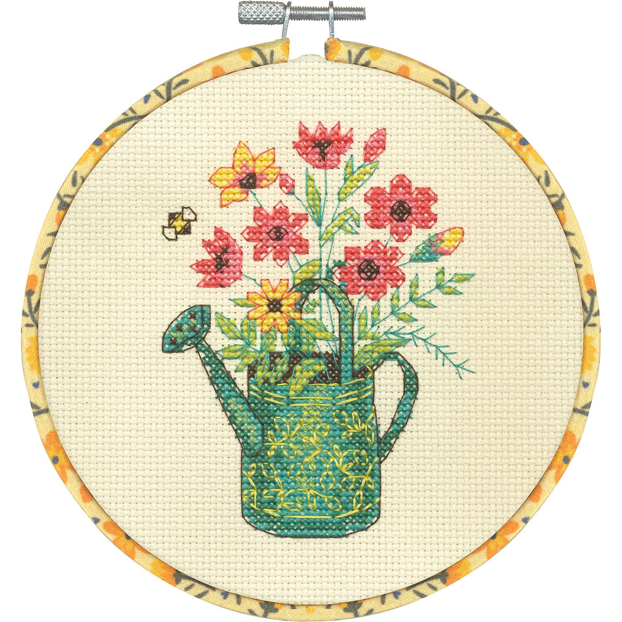 Dimensions 72-76319 Watering Can Counted Cross Stitch Kit for Beginners, 6" D, Multicolor, 5pcs Dimensions