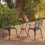 NUU GARDEN Patio Bistro Sets 3 Piece Cast Aluminum Bistro Table and Chairs Set with Umbrella Hole Bistro Set of 2 for Patio Backyard, Black NUU GARDEN