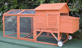 ChickenCoopOutlet 96" Wheel Wood Chicken Coop Backyard Hen House Nesting Box & Run New ChickenCoopOutlet