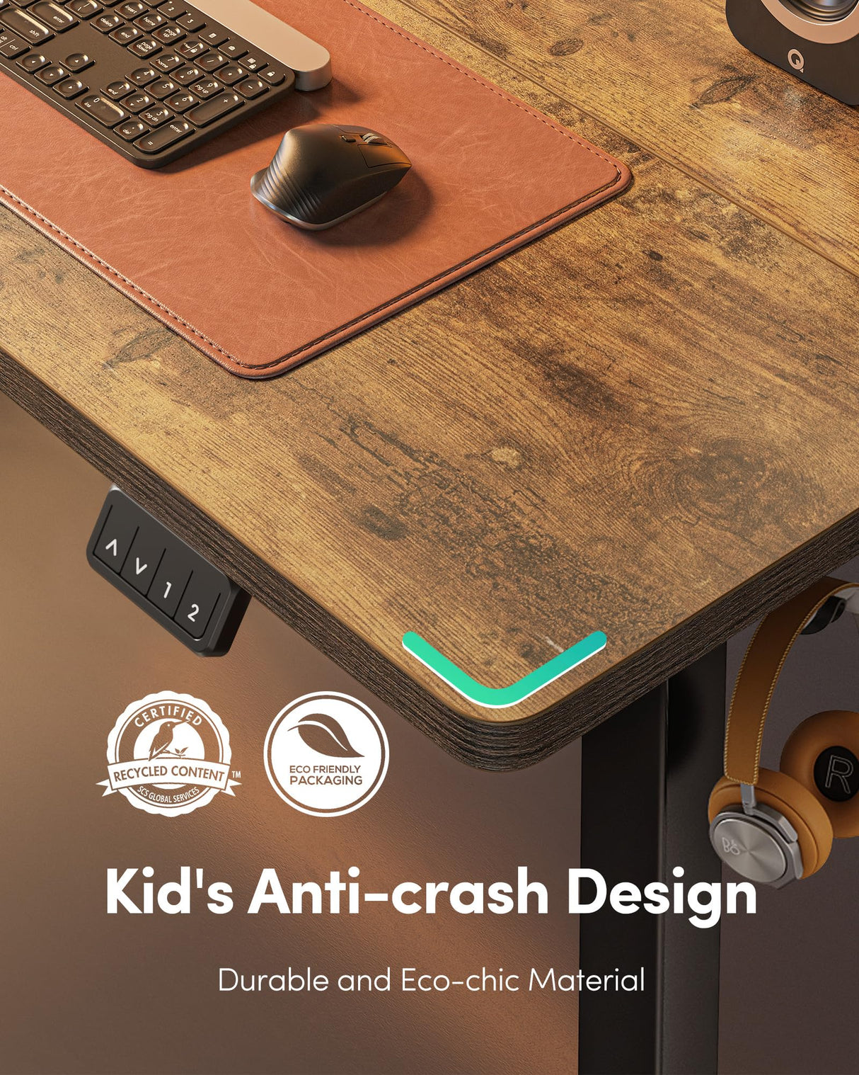 FEZIBO Electric Standing Desk, Height Adjustable Stand up Desk, 60 x 24 Inches Sit Stand Home Office Desk, Computer Desk, Rustic Brown FEZIBO