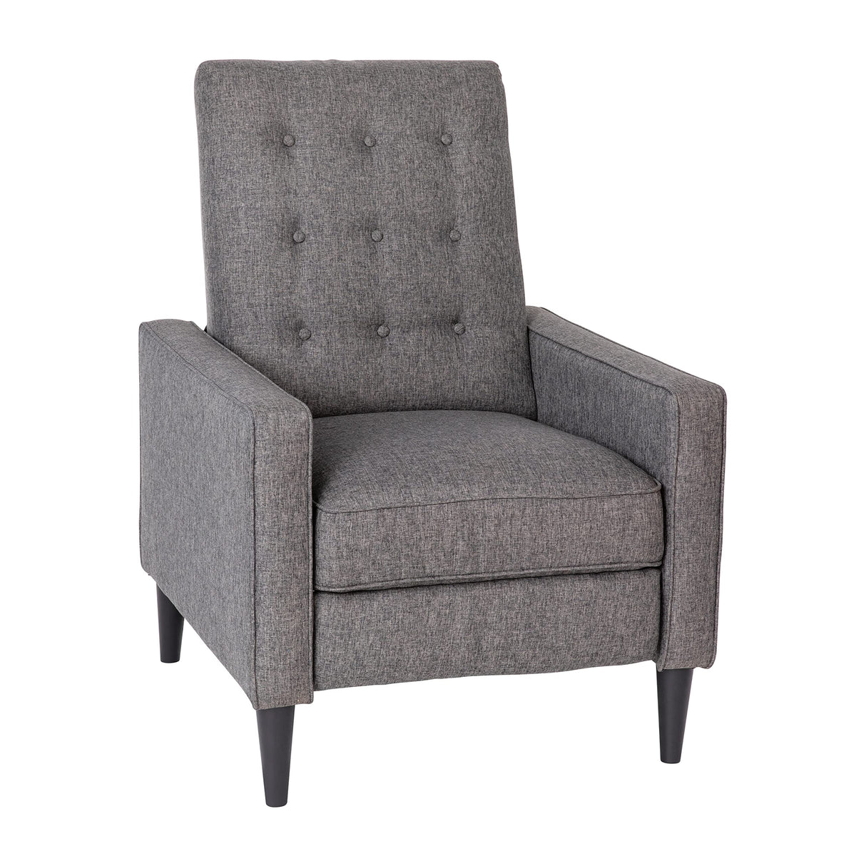 Flash Furniture Ezra Ezra Pushback Recliner - Mid-Century Modern Gray Fabric Upholstery - Button Tufted Back - Residential & Commercial Use Flash Furniture