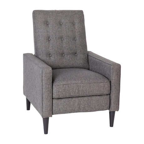 Flash Furniture Ezra Ezra Pushback Recliner - Mid-Century Modern Gray Fabric Upholstery - Button Tufted Back - Residential & Commercial Use Flash Furniture