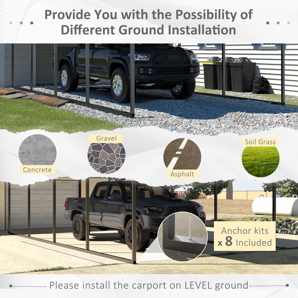 VEIKOU 12' x 20' Carport, Upgraded Metal Carport with Heavy Duty Thicken Steel Roof, Extra Large Car Port for Cars, Car Shelter & Shade VEIKOU