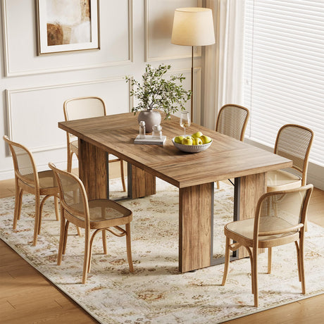 LITTLE TREE 71-Inch Dining Table, Rectangular Wooden Kitchen Table for 4-6 People, Modern Home Furniture with Heavy Duty Legs, Large Dinner Furniture Last Forever, Wood Grain LITTLE TREE