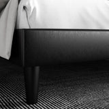 SHA CERLIN Full Size Platform Bed Frame with Button Tufted Headboard, Faux Leather Upholstered Mattress Foundation, Wooden Slat Support, No Box Spring Needed, Black SHA CERLIN