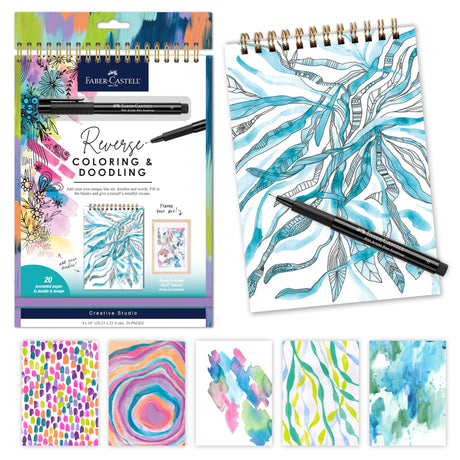 Faber-Castell Reverse Coloring & Doodling Book: Brights - Relaxing Adult Coloring Book for Anxiety, Reverse Coloring Book for Adults, Coloring Books for Adults Relaxation Faber-Castell