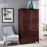 Grain Wood Furniture Shaker 2-Door Wardrobe, Solid Wood with Cherry Finish Grain Wood Furniture